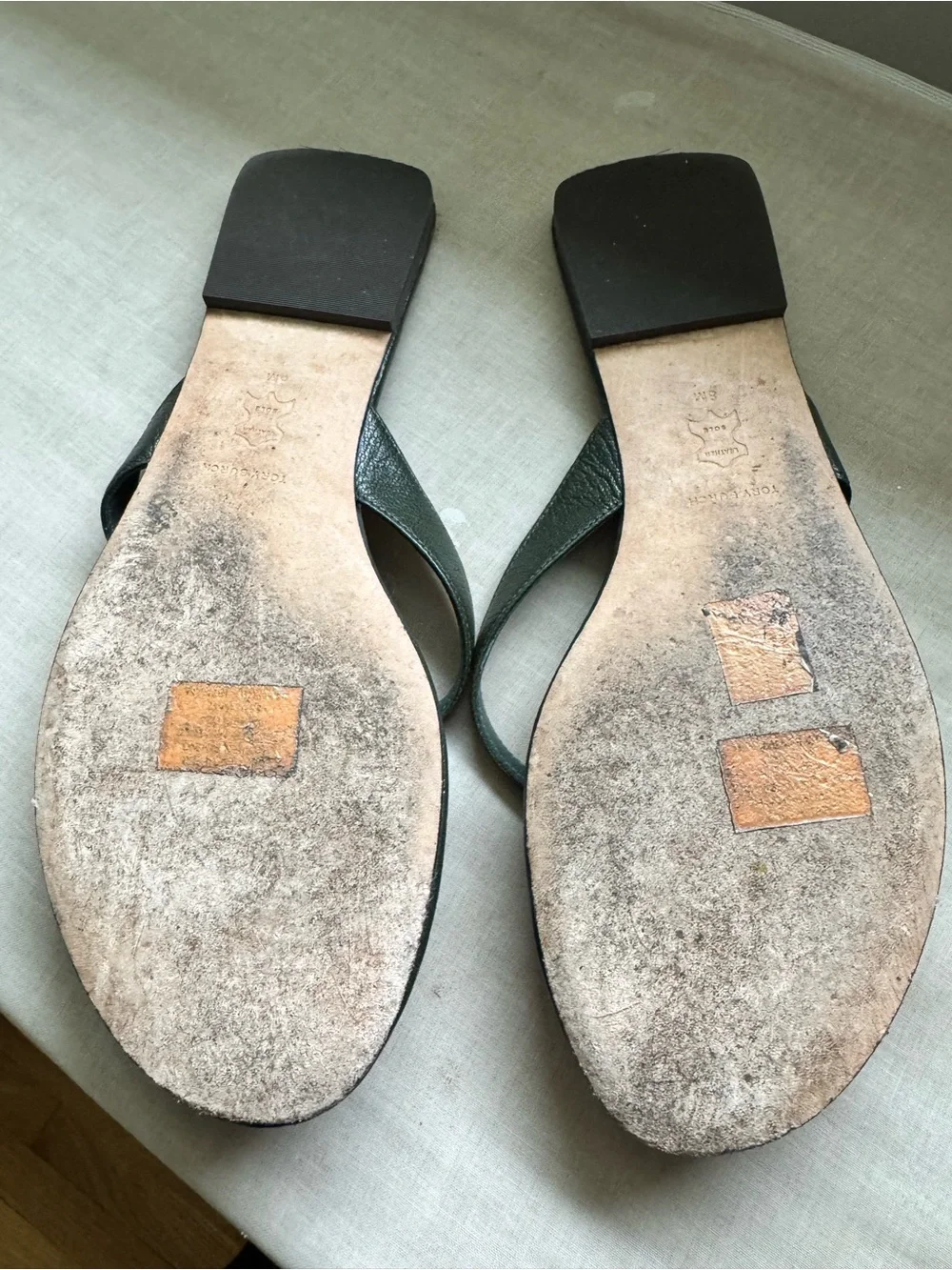 Tory Burch Dark Green Miller Thong Sandals Size 8
